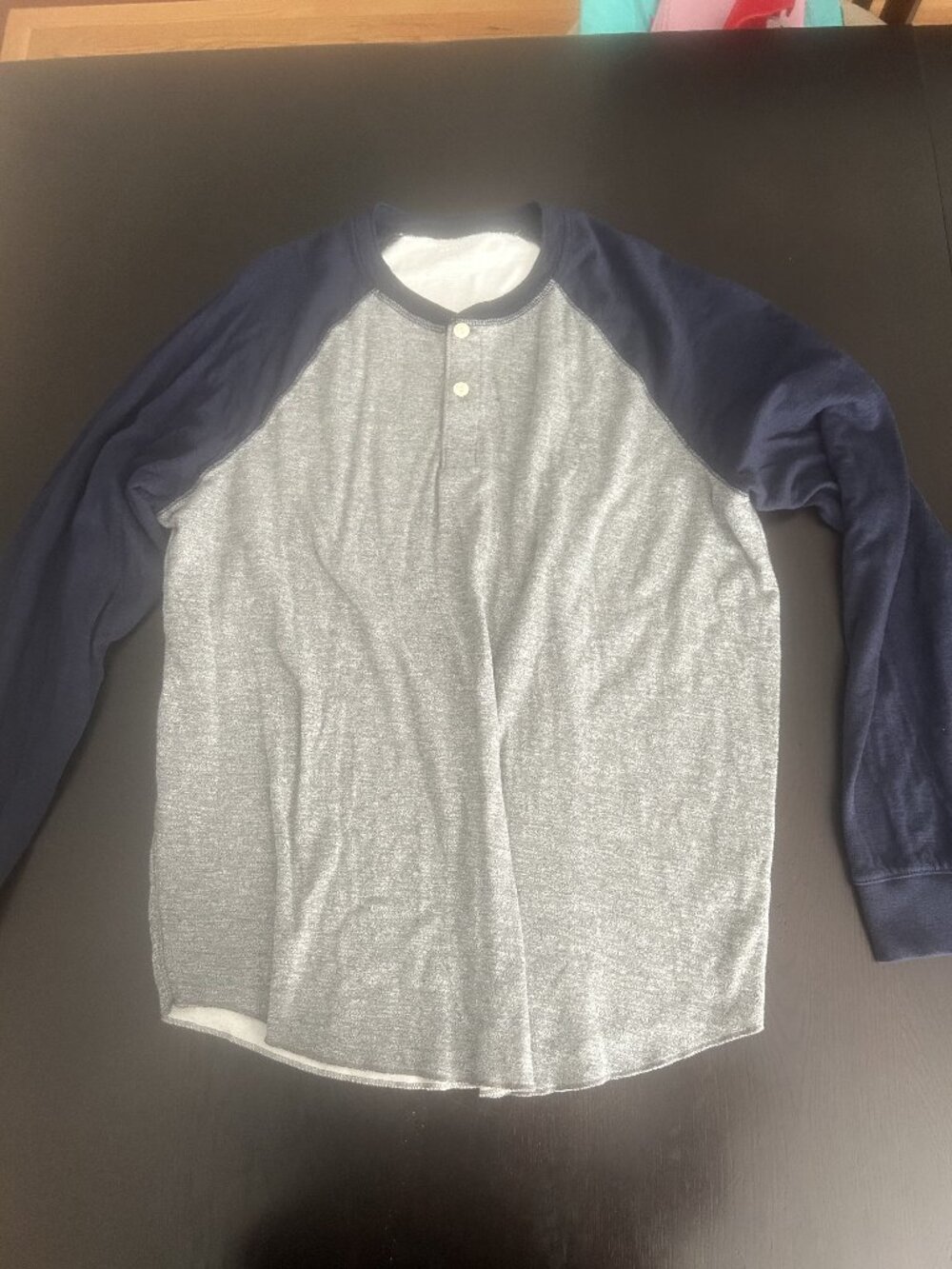 American Eagle Men's navy & grey shirt